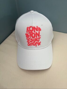 Ron Jon White Baseball Cap with Coral Logo